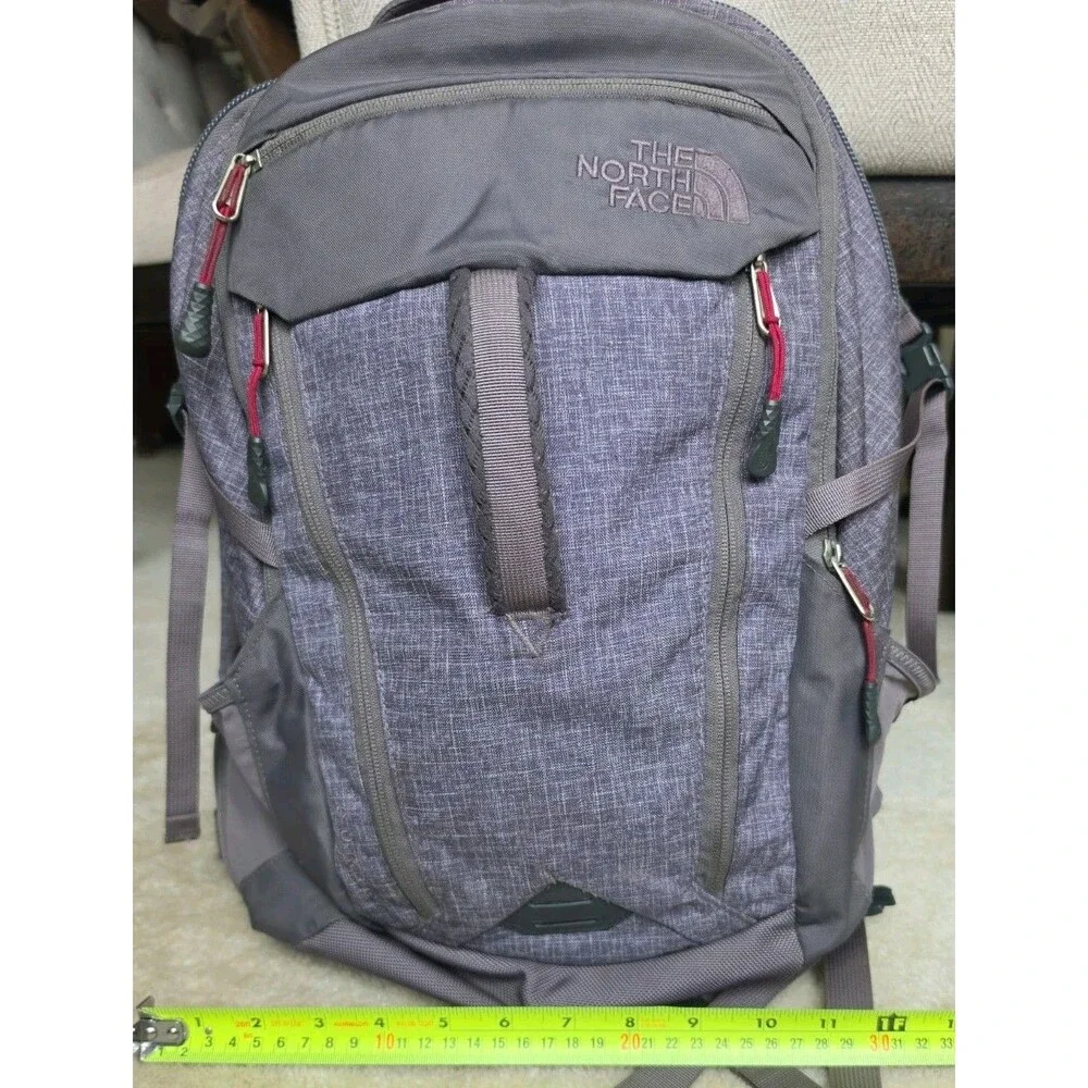 North Face Surge Laptop Backpack Rabbit Grey Heather/Cerise